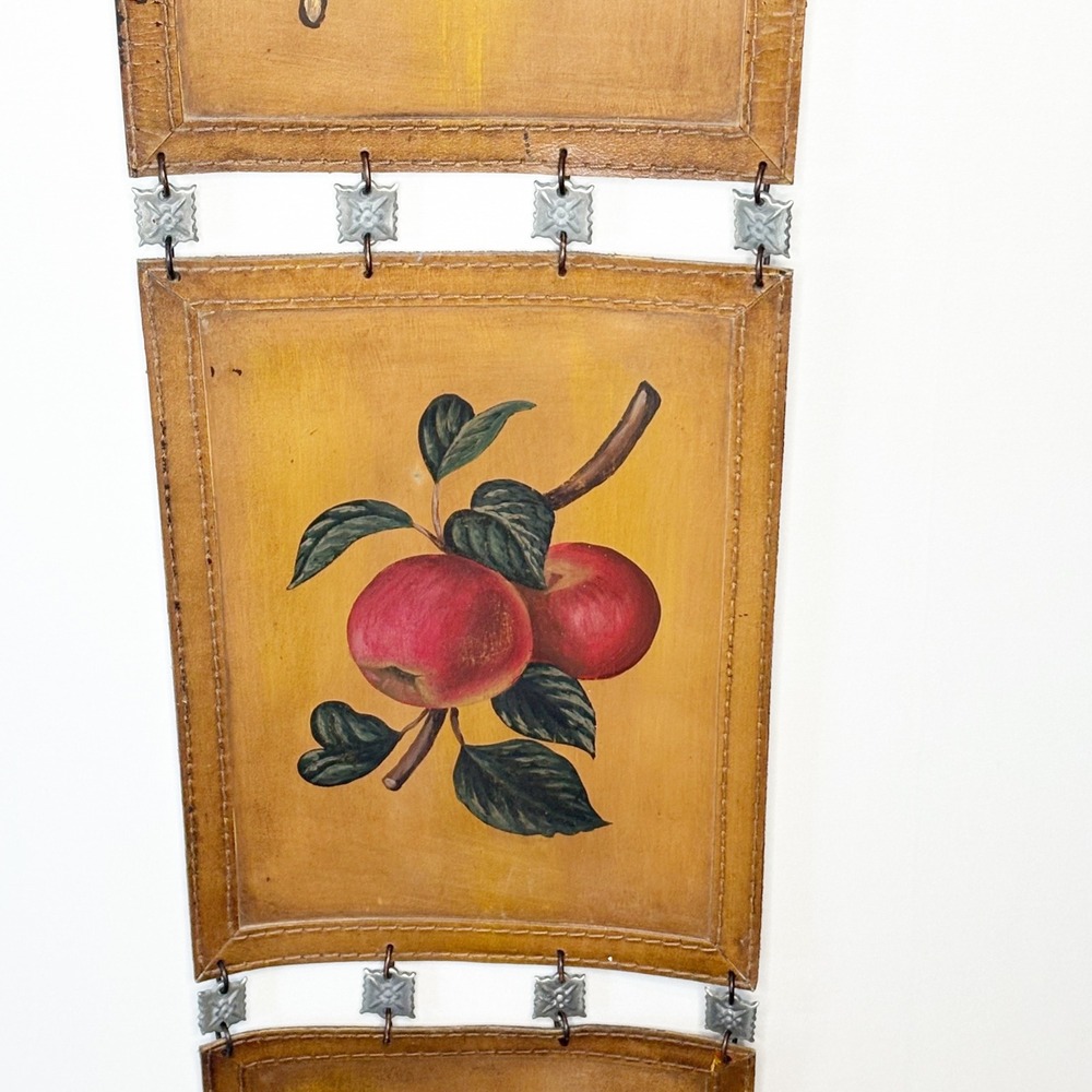 Vintage 4 Tier Fruit Botanical Wall Hanging Faux Leather 12x 68 Vertical Art - Picture 6 of 11